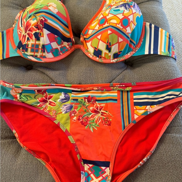 JOHNNY WAS Kaya Boho Bikini Swimsuit Set Top XL, bottom L - Picture 6 of 11